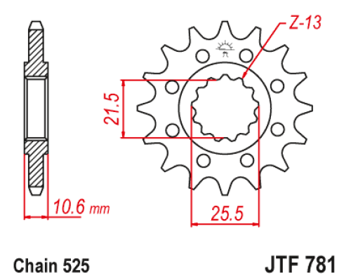 Jt передня зірочка 2331 14 benelli bn 302 '15-'21, 500 leoncino '17-'21, trk 502 '17-'21, trx 502x '18- , multistrada 1158 '21-'24 (233114jt) (ланцюг 525)