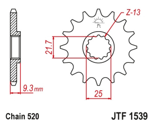 Jt передня зірочка 2273 15 kawasaki ex250/300 ninja '08-'16 (227315jt) (ланцюг 520)