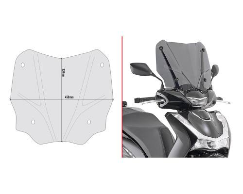 Givi скло димчасте, вітрове скло, 33 x 45 см, сірий