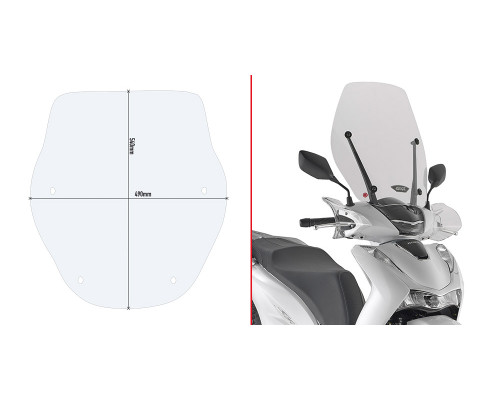 Givi скло прозора для мотоцикла 54x49 см HONDA Piaggio