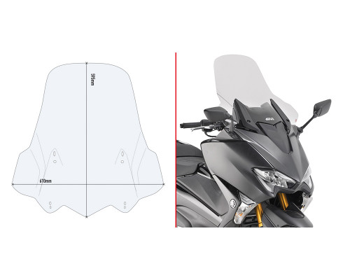 Givi скло прозора для YAMAHA T-Max 530 (2017), 59,5 x 61 см, прозорий