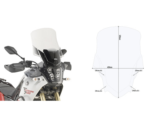 Givi скло прозора для мотоцикла YAMAHA 700, 52x42 см, прозорий