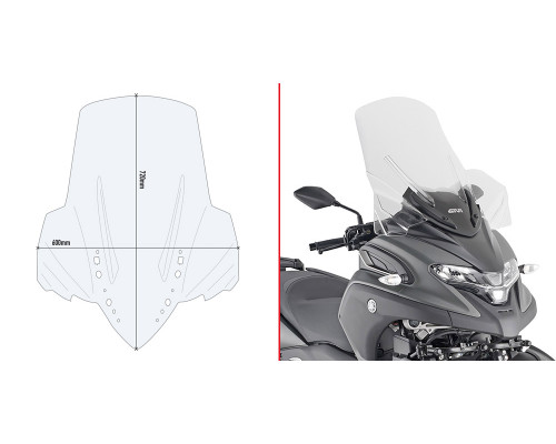 Givi TriciЗАДНІ300 Вітрове скло Прозоре 72x60 см 2020