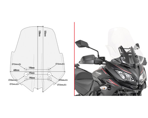 Givi скло прозора для Kawasaki Versys 1000 (2017-2018), 53x48 см