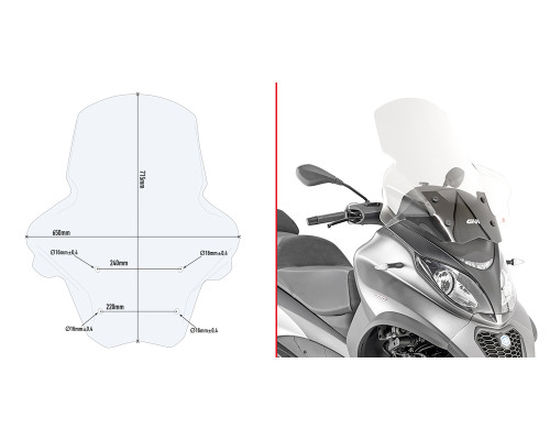 Givi MP3 350-500 Sport/Business Вітрове скло Прозоре 2018