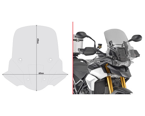 Givi, скло димчасте, вітрове скло, 49 x 48,5 см, для Triumph Tiger 900 (2020-2021), сірий