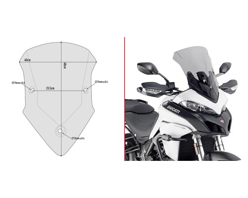 Givi скло димчасте для Ducati Multistrada 950/1200/1260 (2015-2018) мотоциклетне вітрове скло димчасте