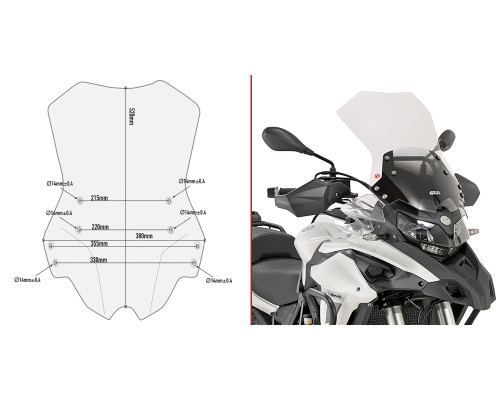 Givi TRK502 Вітрове скло Прозоре 52x38 см 2017-2020