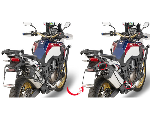 Givi, Стелаж Бічні футляри Monokey, Кофри, HONDA CRF1000L Africa Twin, 2016-2017, Чорний