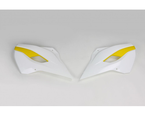 Кришки радіатора husqvarna tc/te 125, fc/tx/te/fe 250, tc/te/tx 300, fc/fe 350, fc/fe 450, fe 501 '14-16, tc 250 '16, колір oem '15 (білий/жовтий)