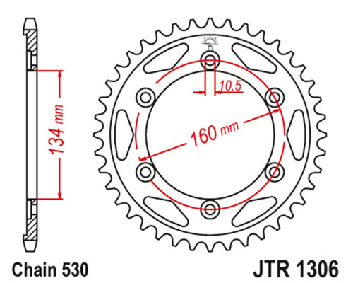 Jt задня зірочка 4399 42 honda cbr 1000rr '06-'16, cbr 900rr '00-'03 (439942jtzbk) (ланцюг 530) чорний
