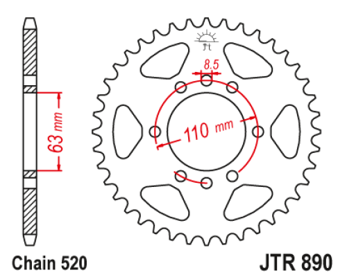 Задня зірочка jt 4675 45 ktm 125 duke '14-18, 390 duke/rc '13-18 (467545jtzbk)* (ланцюг 520) чорний