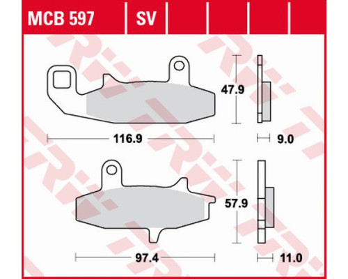 Тормозні колодки trw lucas kh147 sinter street suzuki dr 650 90-96, dr 750 88-89, dr 800 88-91 передні (акція)