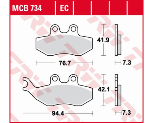 Тормозні колодки trw lucas kh194 organic aprilia sx 50 14-, yamaha dt 50 04-08, tzr 50 03-20, xt 125 05-11, передні