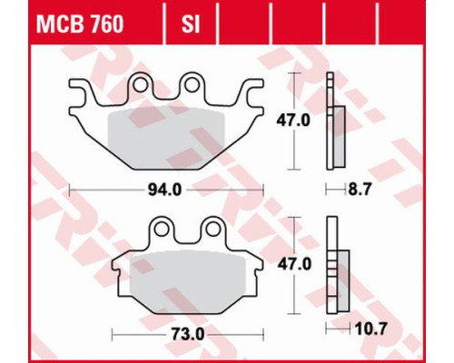 Тормозні колодки trw lucas kh377 organic yamaha mt 125 14-, yzf 125 08-18, задні