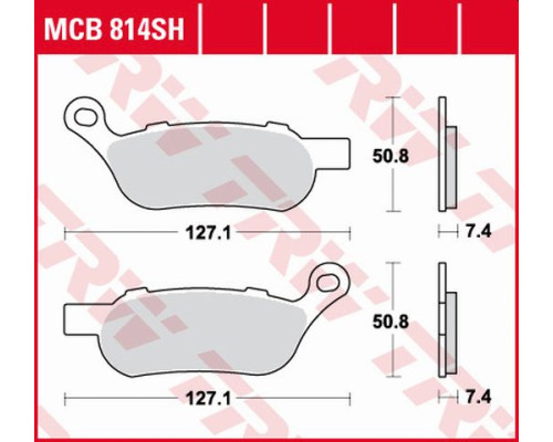 Тормозні колодки trw lucas kh458 sinter street harley-davidson 1584 / 1690 / 1750 / 1800 08-, задні