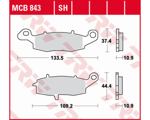 Гальмівні колодки trw lucas kh231/2 sinter street kawasaki vn 900 06-17, vn 1500 98-03, vn 1600 03-08, vn 1700 09-17, vn 2000 04-10, suzuki vz 1500 09-13, vl 1500 13-17, vz 1600 04-05, зад