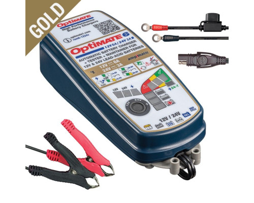 Optimate зарядний пристрій optimate 6 ampmatic 12v 6a 6-240ah / 24v 3a 3-120ah, std / agm / gel / deep cycle / ca-ca, sae (el) - замінює tm194 і tm180sae