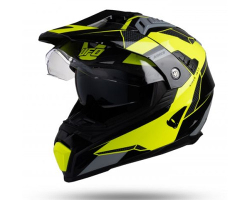 UFO шолом Aries Offroad/Dual/Tourer/Crossover з козирком розмір L сірий/чорний/жовтий флуо колекція 2022