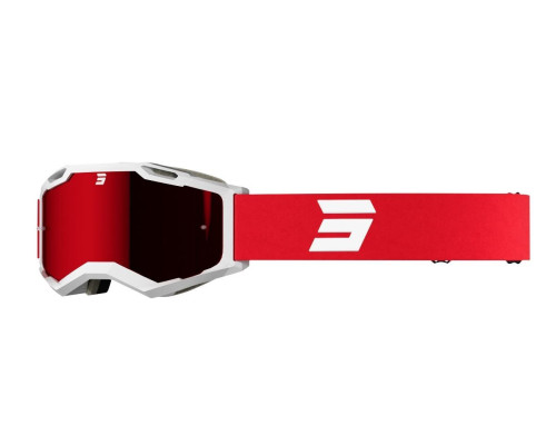 Shot Racing Iris 2.0 Tech Мотокросові Окуляри Глянцеві Білі/Червоні Червоне Дзеркало