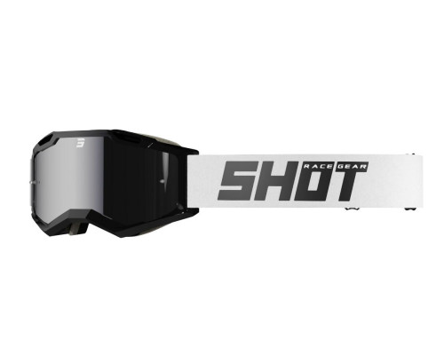 Shot Racing Окуляри Iris 2.0 МотоОкуляри Чорний/Білий Срібне Дзеркало