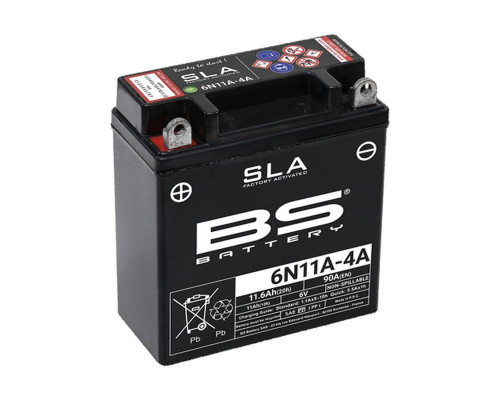 Батарея bs 6n11a-4a (fa) 6v 11ah 121x58x130 не обслуговується - залито (90a) (10)