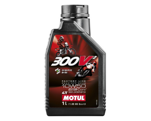 Motul engine oil 300v2 4t fl road / off road factory line racing 10w50 1l (синтетичне)