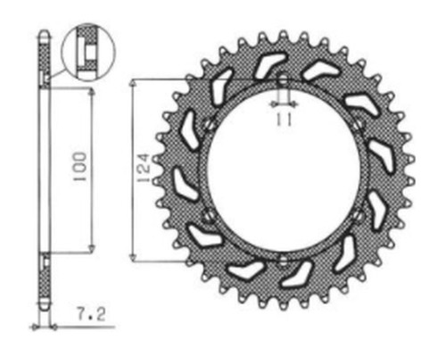 Задня зірічка sunstar 4366 37 ducati monster s4 916 '01-03, st4 996 '02-05 (ланцюг 525) (436637jt)