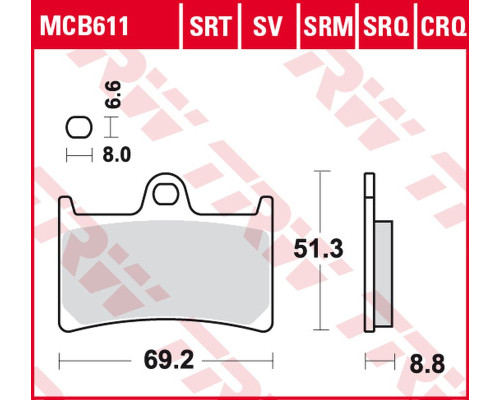 Гальмівні колодки trw lucas kh252 kh380 sinter racing yamaha fz6 07-10, fzs 600 98-01, mt-07 14-17, tracer 700 '16-, fz8 10-16, mt-09 16-, tdm 900 02-14, xt 1200z super '1 0-, fjr 1300 01-16, xjr 1300 99-16, xv 1700 03-05, xv 1900 06-10, пе