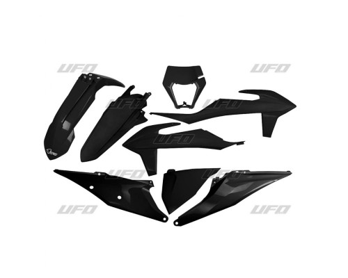 Пластиковий комплект UFO ktm exc 125 '20-'21, exc 250 / 300 tpi '20-'23, exc-f 250 / 350 / 450 / 500 '20-'23 з кришкою лампи, колір чорний (kt527e001)