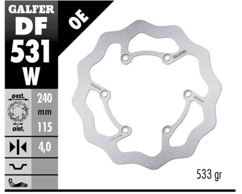 Galfer задній гальмувальний диск yamaha yz 250 '22-, yz 250f '21-, yz 450f '20- wave (240x115x4mm)