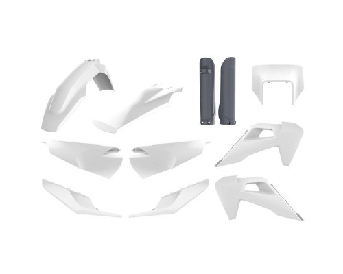 Polisport full kit husqvarna te/fe tpi '20-'23 кришка фари (8668700001) та кришка амортизатора (8398900006) білий сірий oem
