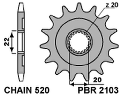 Зірочка передня pbr 2103 13 yamaha yzf 250 '01-'25, wrf 250 '01-'25 (jtf1590.13) (ланцюг 520) (210313jt)