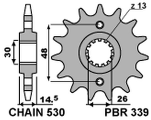 Pbr передня зірочка 339 16 honda vfr 800 '02-'14 (jtf339.16) (ланцюг 530) (33916jt)