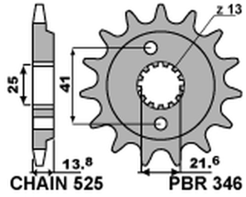 Pbr передня зірочка 346 16 honda vt 600c shadow '90-'07 (jtf296.16) (ланцюг 525) (34616jt)