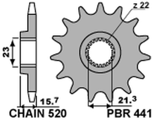 Pbr передня зірочка 441 15 yamaha xt 600 '89-'98, xtz 660 '91-'98 (jtf577.15) (ланцюг 520) (44115jt)
