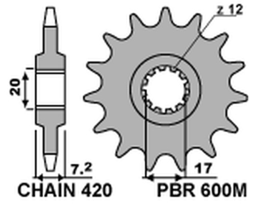 Зірочка передня pbr 600m 14 (jtf1120.14) (ланцюг 420) (600m14jt)