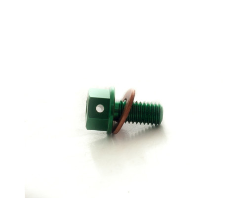 Пробка маслозливна ACCEL KAWASAKI KXF '19-20 (з магнітом) зелена (M8X1.25) (MDP-09GR)