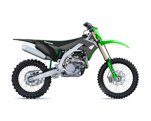 Пластиковий набір для UFO kawasaki kxf 250 '21, kxf 450 '19-21 сірий/зелений (чохли для телескопів та наклейки в комплекті)