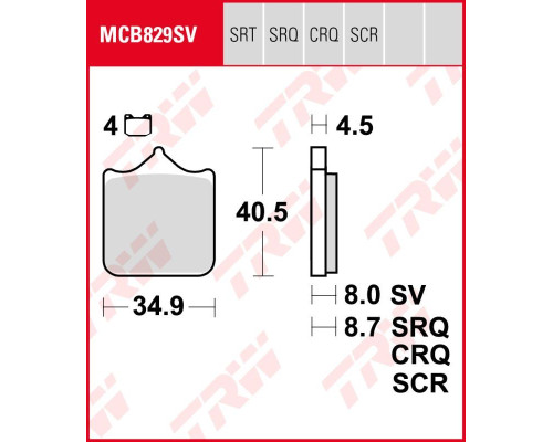 Trw lucas zf гальмівні колодки kh604/4 sinter дорога/трек bmw s 1000rr '09-'18, s 1000r '13-, triumph speed triple 1050 '09-'16, передні