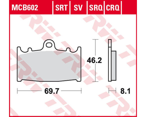 Trw lucas zf гальмівні колодки kh158 sinter track husaberg fs 450 '03-'05, fs 650 '01-'05, kawasaki zzr 500 '90-'05, suzuki rgv 250 '91-'95, gsx-r 400 '88-'90, gsx-r 750 '00-'03 передні
