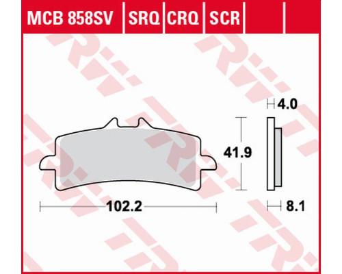 Тормозні колодки trw lucas zf kh447 sinter road/track aprilia rsv4, v4 tuono '15-, bmw hp4 1000 '12-'16, ducati diavel 1200 '11-18, honda cbr 1000r fireblade '14-, ktm duke 890 '20-, triumph speed triple 1050 '15 -, mv augusta