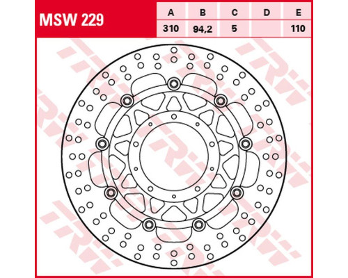 Trw lucas zf передній гальмівний диск honda vfr 800f '14-, vfr 800x crossrunner '15-, (310x94x5mm)