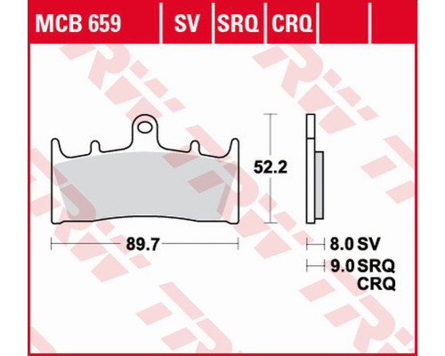 Тормозні колодки trw lucas zf kh188 sinter track kawasaki zx-6r/zx-7r '96-'02, zx-9r '96-'01, zrx 1100 '96-'00, zrx 1200 '01-'06, zx-12r '00-'03, suzuki gsx-r 750 '94-'99, gs f 1200 bandit '01-'05, g