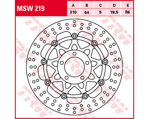 Trw lucas zf гальмівний диск передній suzuki gsf 250 bandit '92-'00, gsf 400 bandit '91-'95, gs 500 '89-'08, rf 900r '94-'97, gsf 1200 bandit '96-'05, gsx 1200 '99-'01 (310x64x5mm)