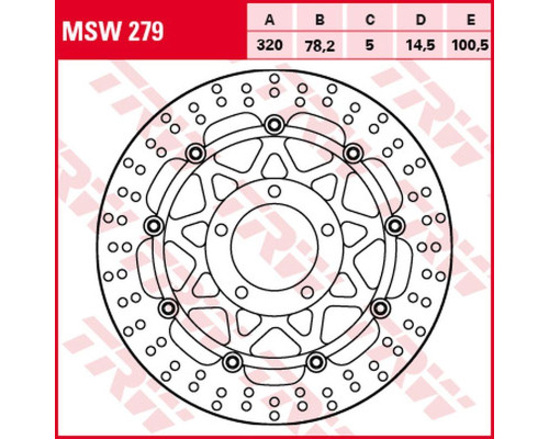 Trw lucas zf передній гальмівний диск triumph daytona/speed triple 955 '02-'06, sprint 1050 '05-'10, rocket 3 2300 '04-'13, rocket x '14-'16 (320x78x5mm)