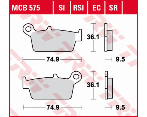 Гальмівні колодки trw lucas zf kh131 organic eco honda cr 125r/250r/500r '87-'01, xr 400r '96-'03, xr 600/650l/r '93-'07, kawasaki kx 125/250/500 '95-'08, suzuki rm 125/250 ' 96-'12, drz 400e/s/sm '00-'08, y