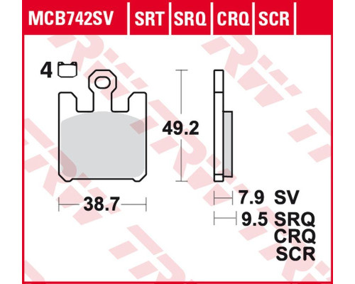 Гальмівні колодки trw lucas zf kh369/4 carbon racing kawasaki zx-6rr 600, zx-6r 636 '03-'06, zx-10r '04-'07, zx-12r '04-'06, suzuki gsx-r 1000 '03, derbi mulhacen 659 '05, передні