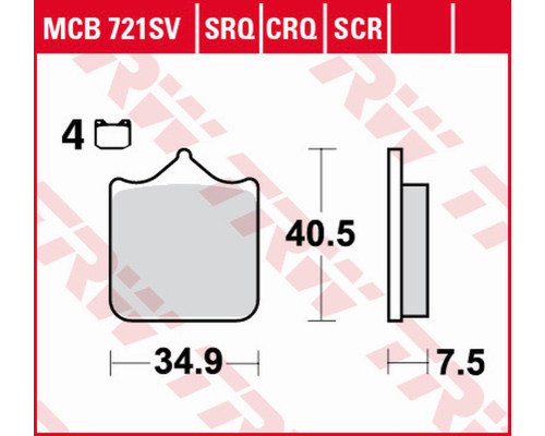 Тормозні колодки trw lucas zf kh604/4 sinter road/track aprilia rsv 1000 mile/r '01-'03, rsv 1000r '04-'10, ducati 748/749/996/998/999 '01-'07, ktm 690 sm/smc '08-'16, lc8 95 0/990 supermoto '05-'13, triumph speed t