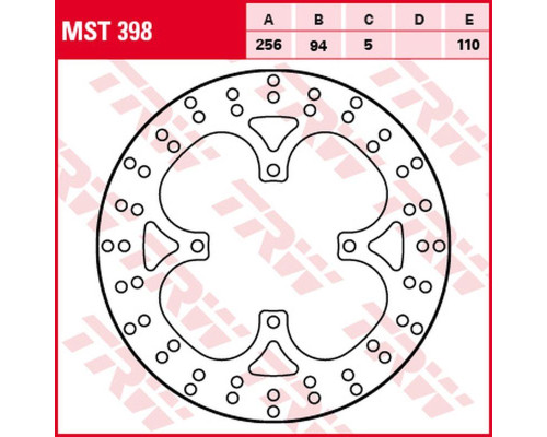 Trw lucas zf задній гальмівний диск honda vfr 750f '90-'97, vfr 800 '02-'09 (256x94x5mm)